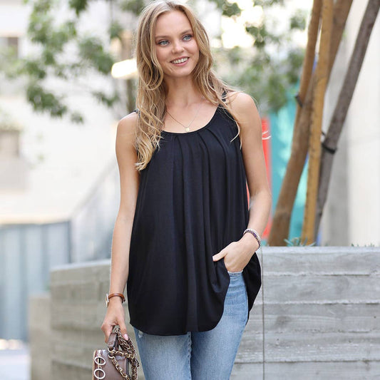 Pleated Cami with Adjustable Straps