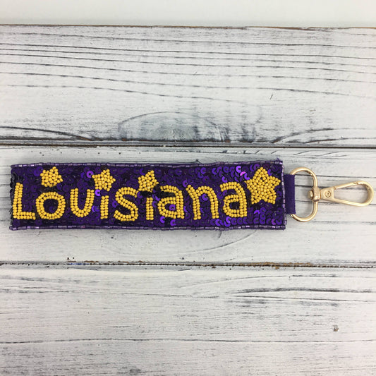 Beaded Louisiana Keychain