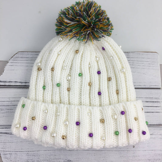 Mardi Gras Pearl Beanie 