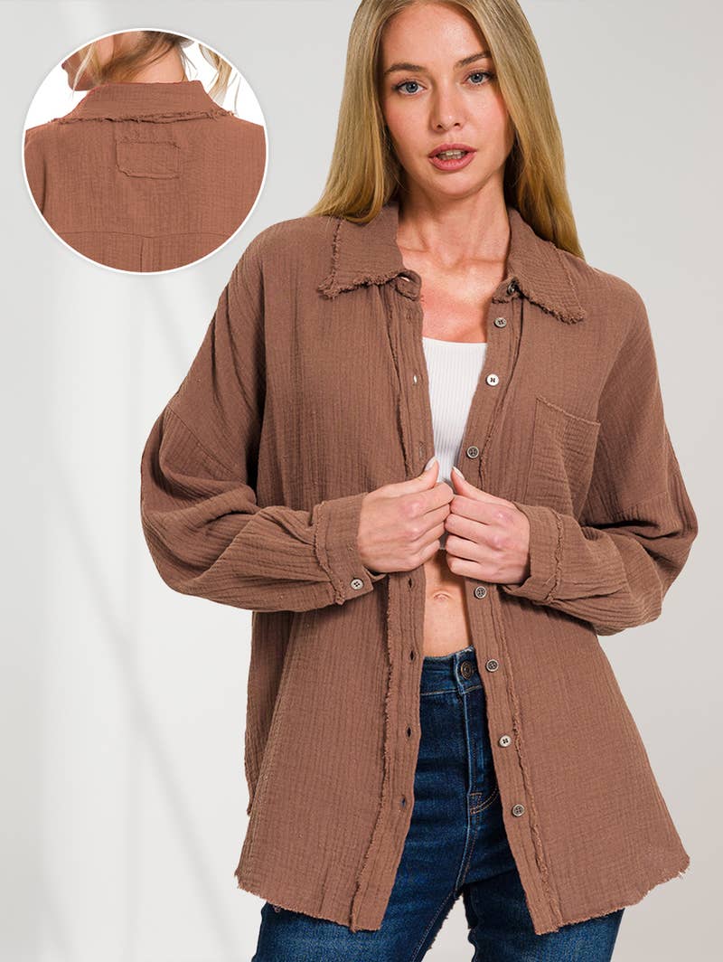 Oversized Raw Edge Long Sleeve