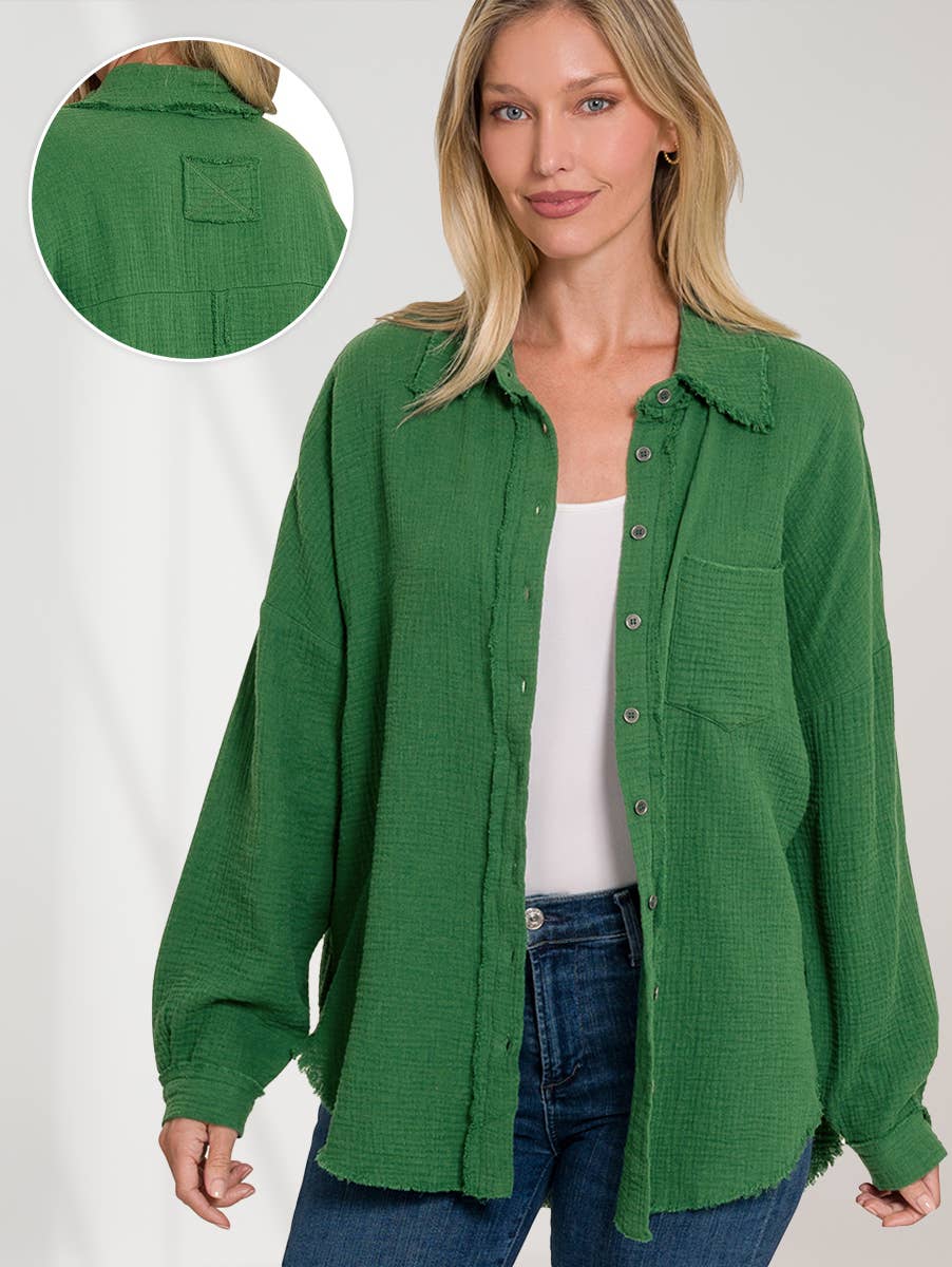 Oversized Raw Edge Long Sleeve