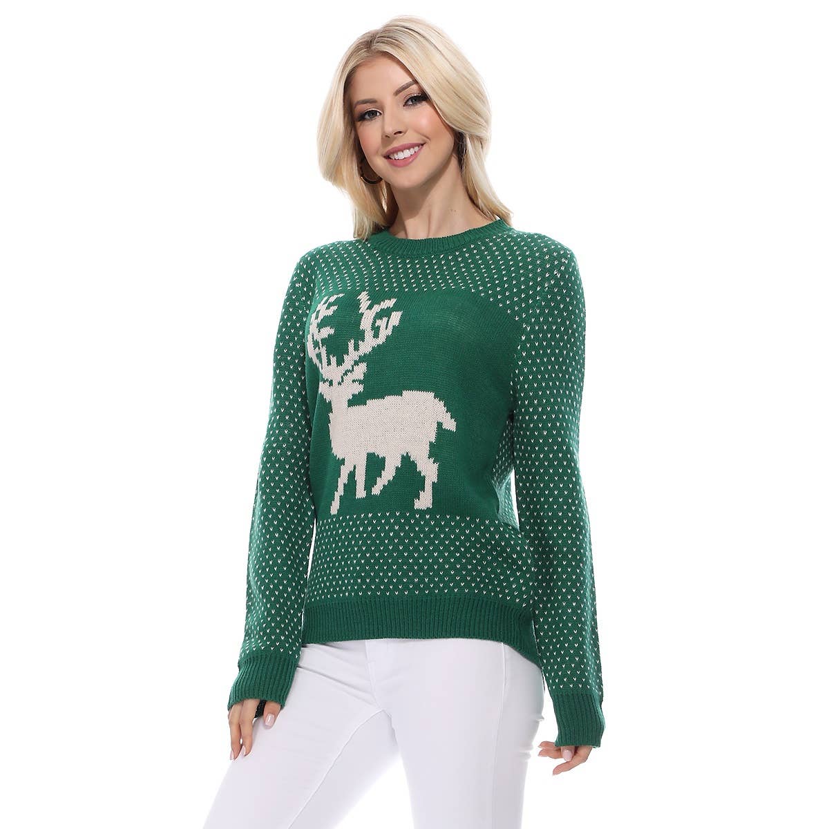 Deer Jacquard Christmas Pullover Sweater