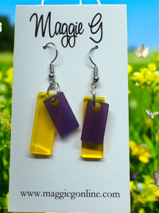LSU Rectangular Earrings