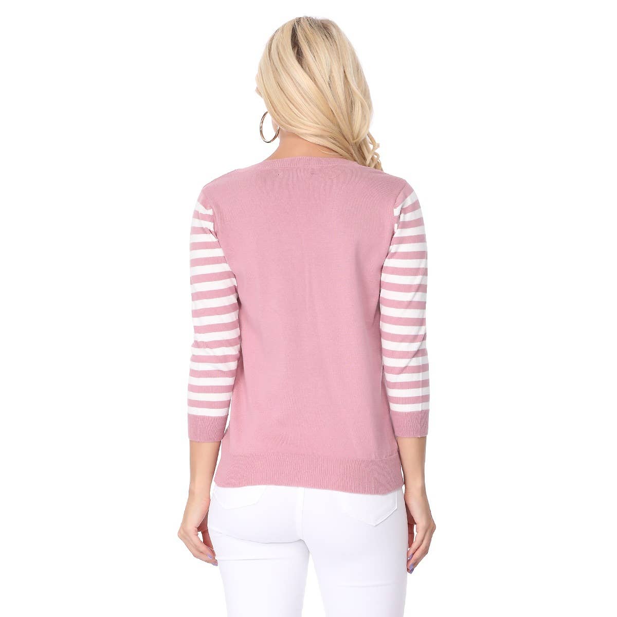 3/4 Sleeve Cat Crewneck Pullover Sweater