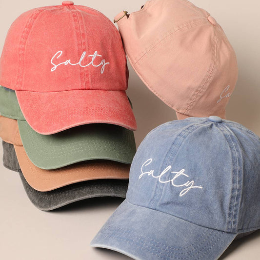 Salty Lettering Embroidery Baseball Cap