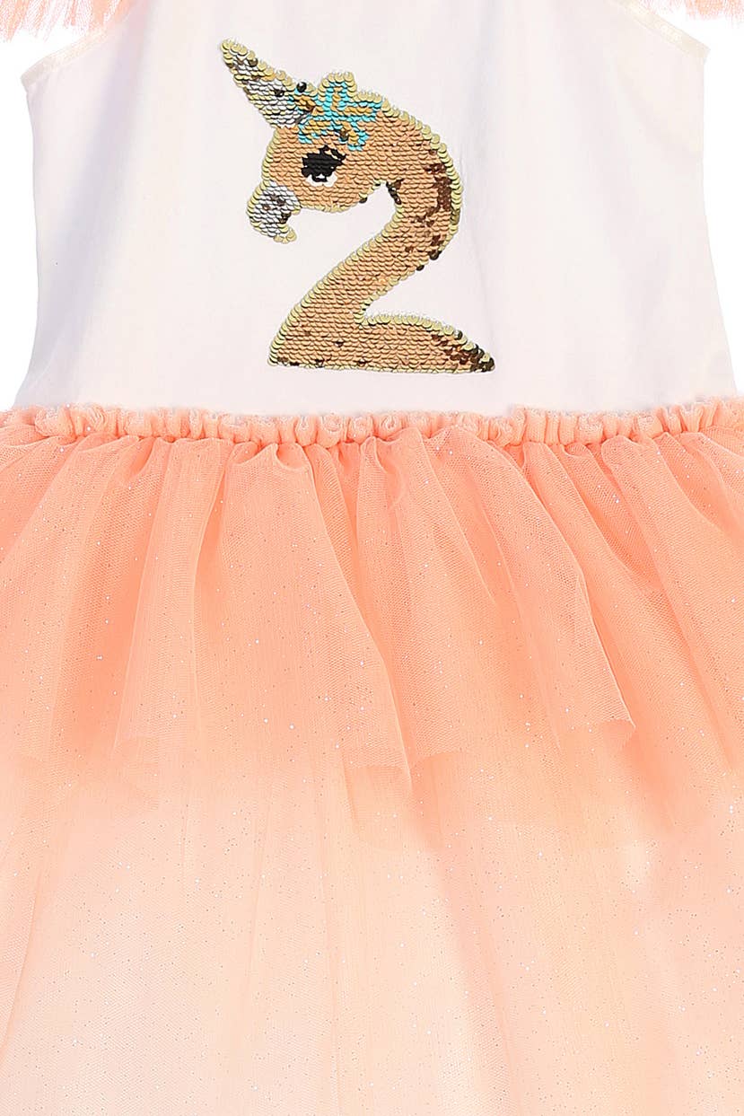 Flamingo Flip Sequin Tutu Girls Dress