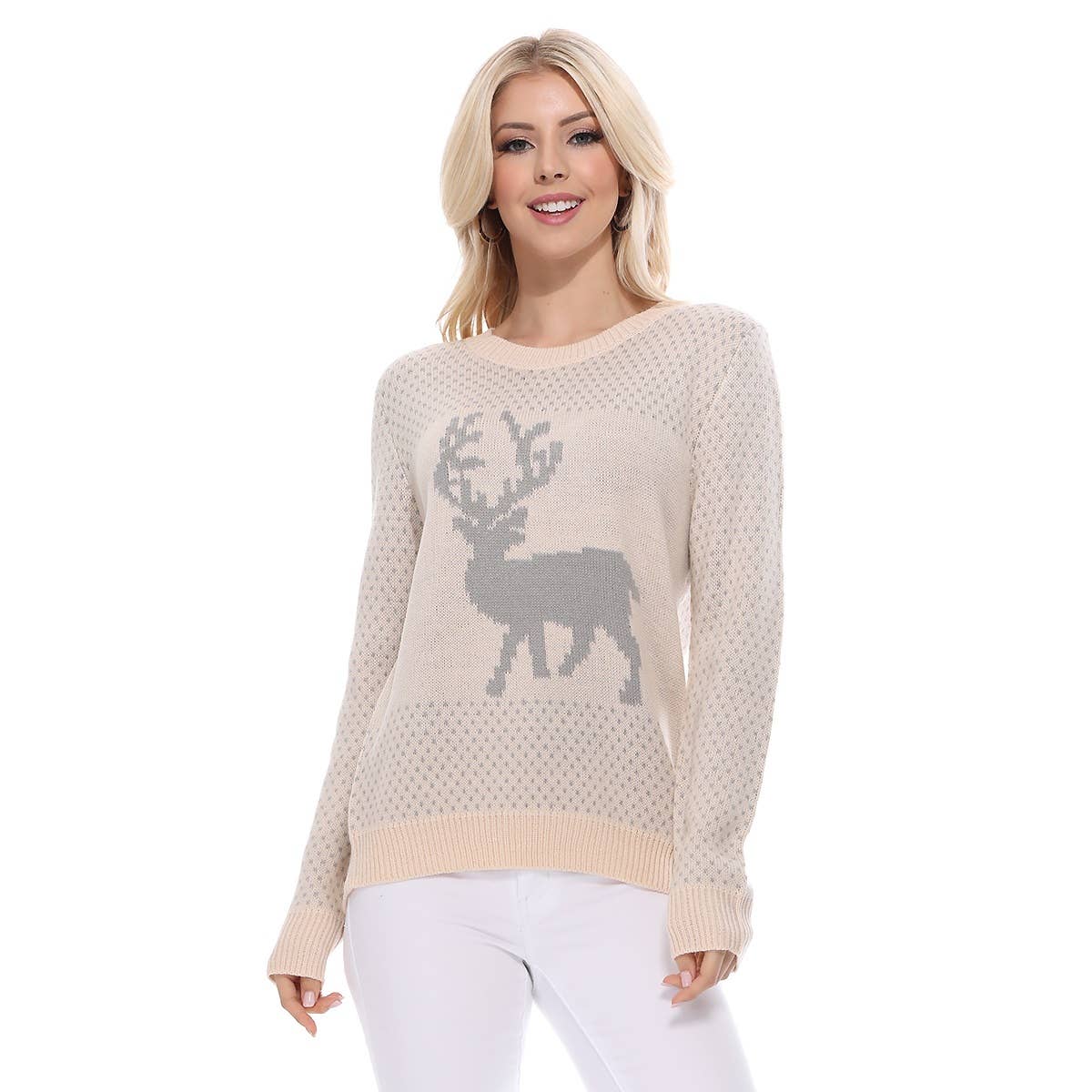 Deer Jacquard Christmas Pullover Sweater