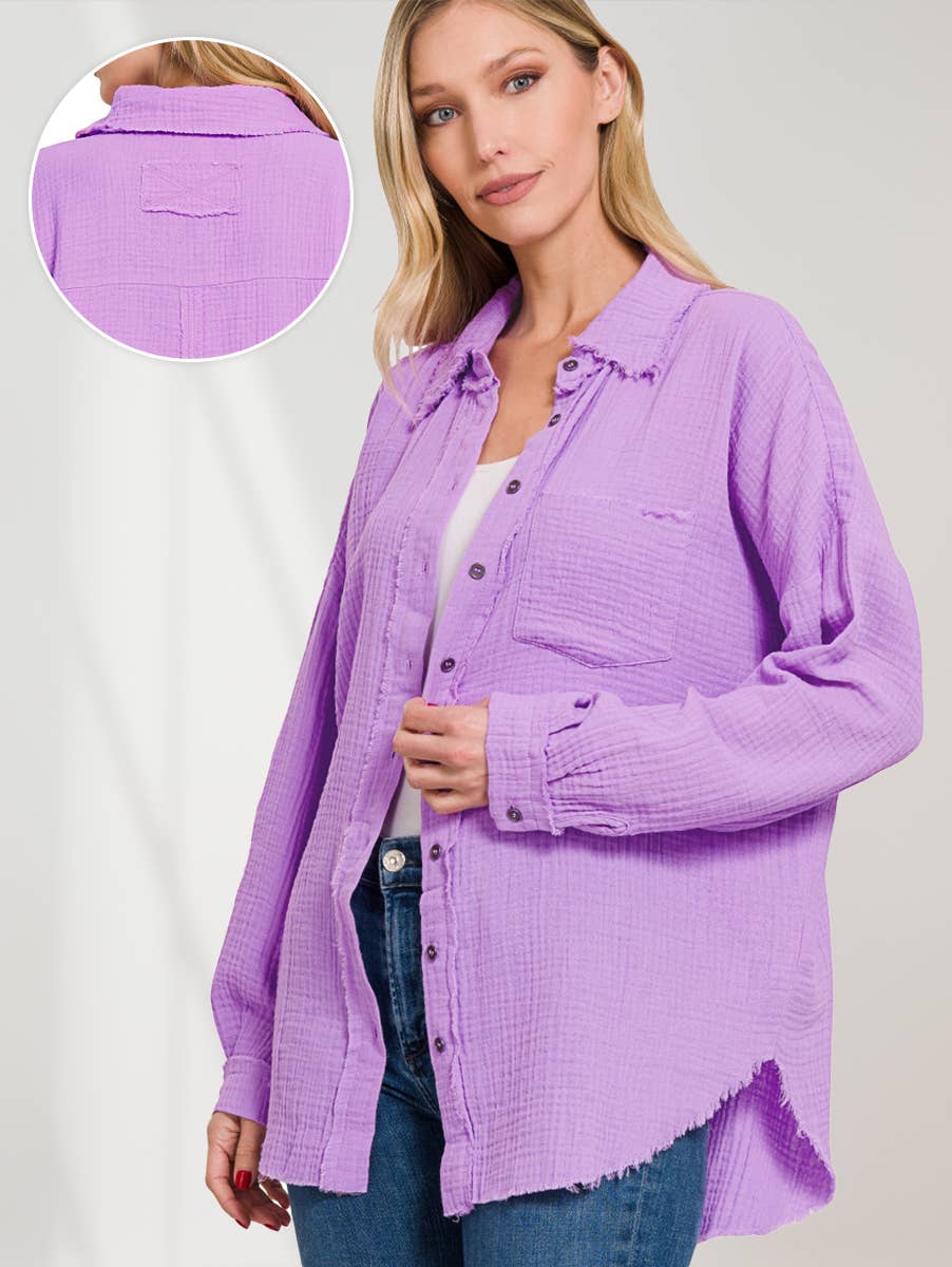 Oversized Raw Edge Long Sleeve