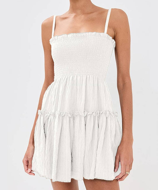 Solid Color Sphaghetti Strap Casual Dress