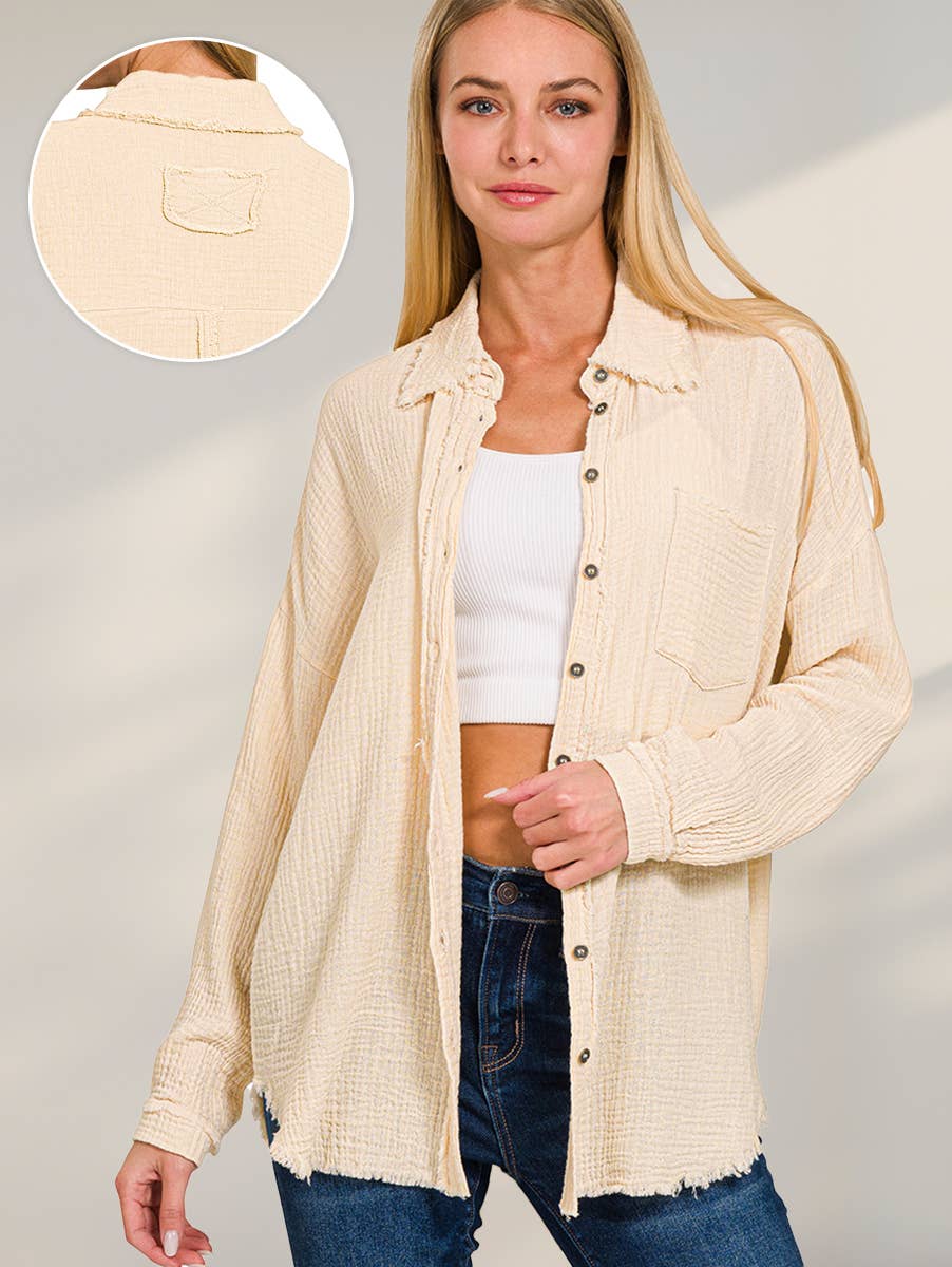 Oversized Raw Edge Long Sleeve