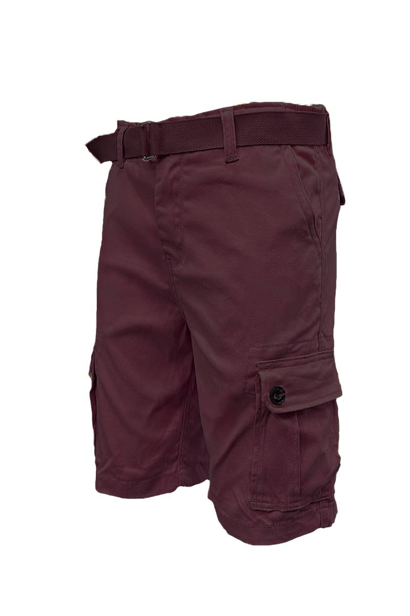 Mens Casual Cotton Belted Cargo Shorts