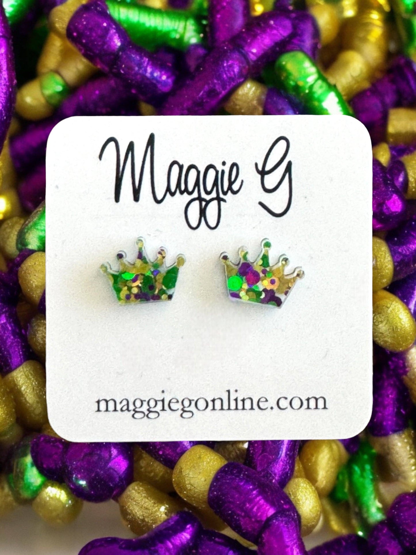 Mardi Gras Crown Earrings