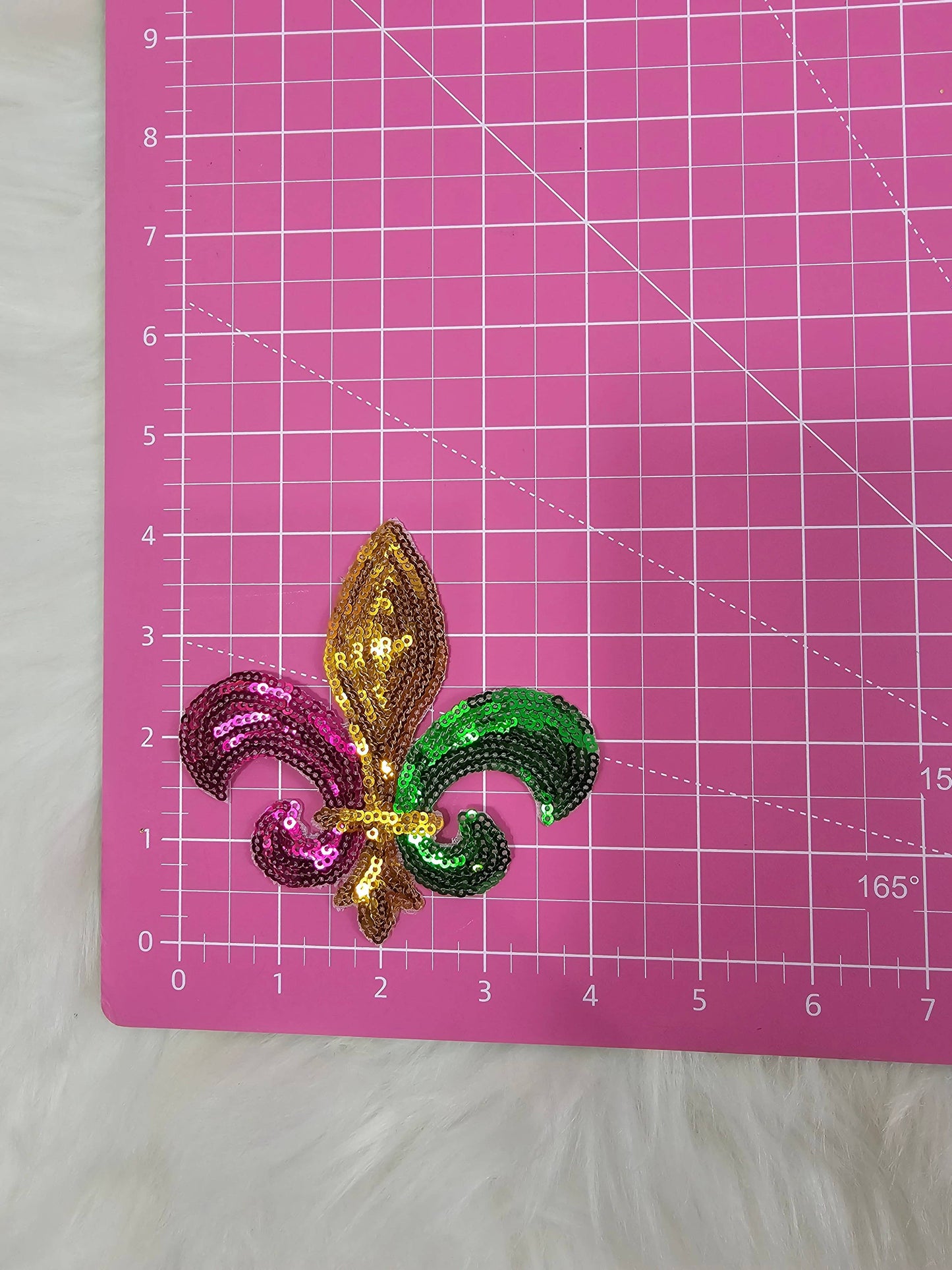 Sequin Fleur De Lis Mardi Gras Embroidery Iron On Patch