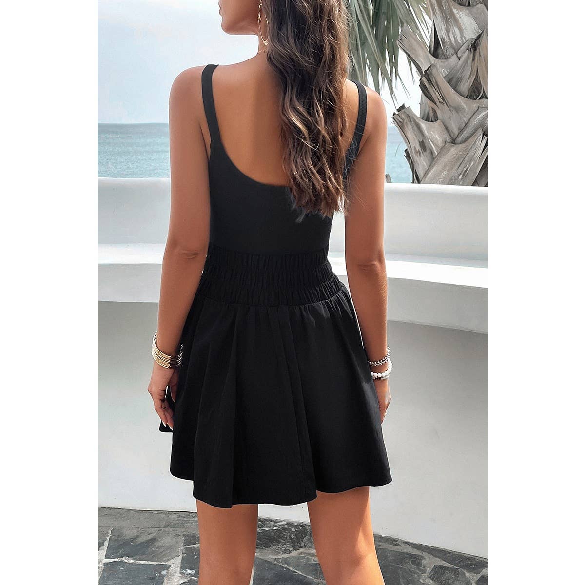 Athletic Sleeveless Elastic Waistband Swing Mini Dress