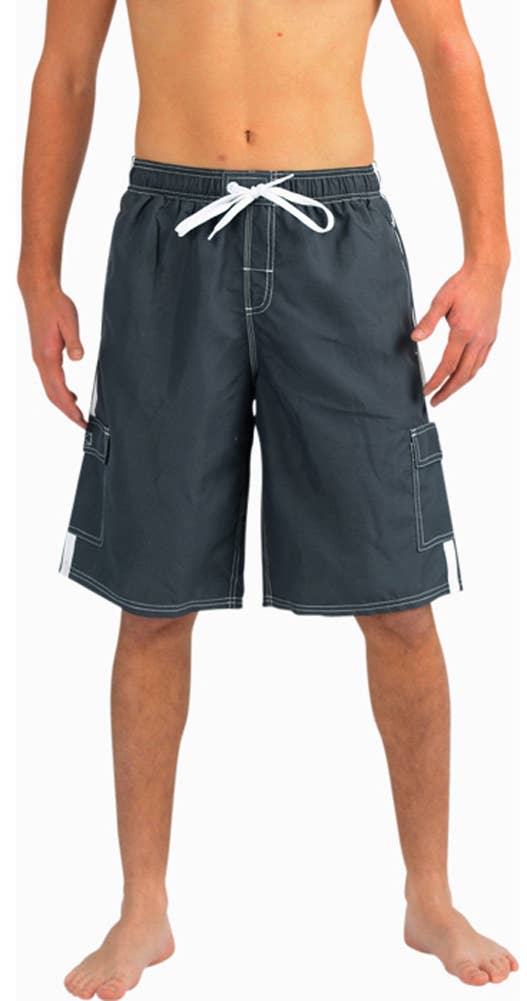 Norty Mens Cargo Swim Suit Trunks 39269 Charcoal