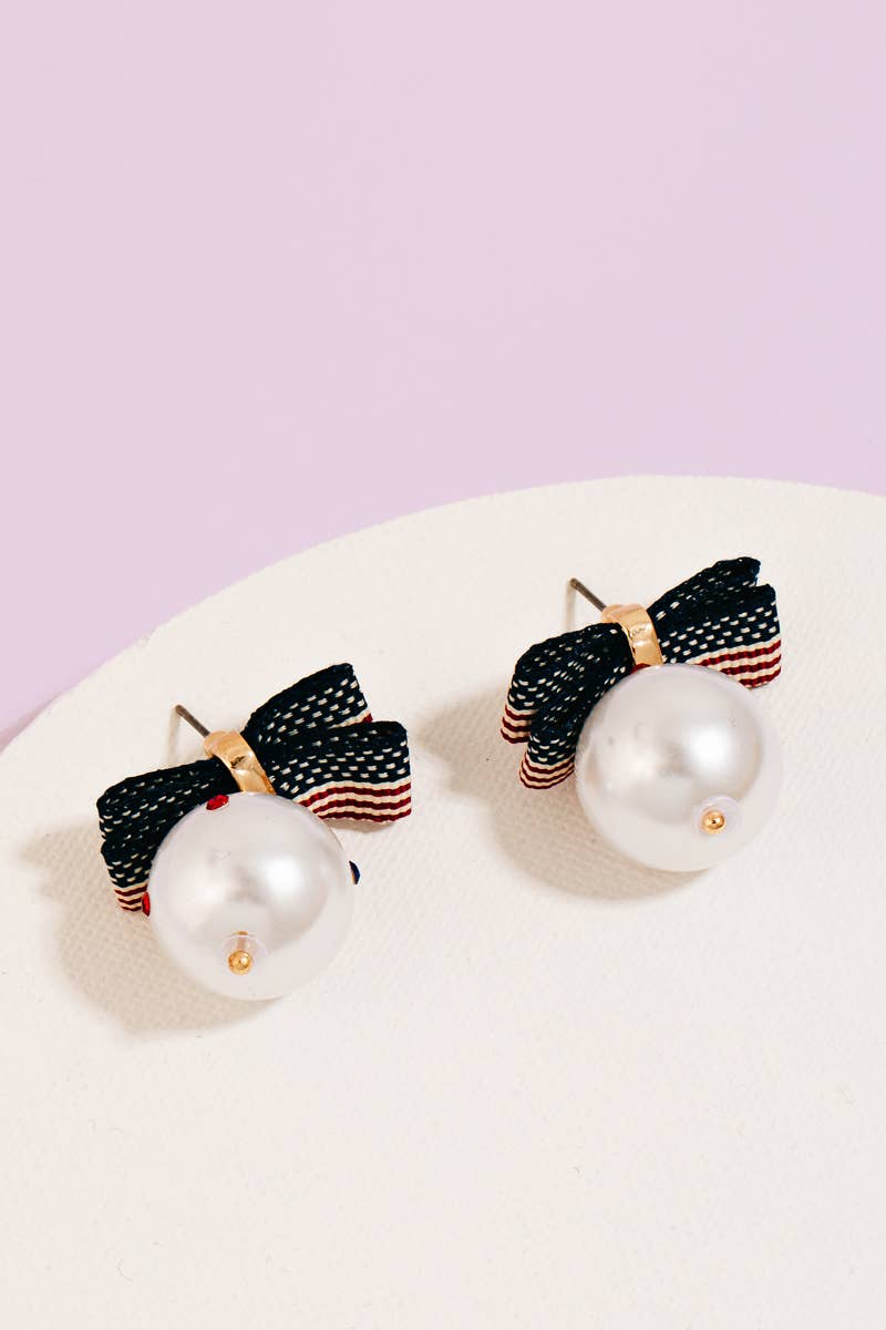 American Flag Bow Earrings