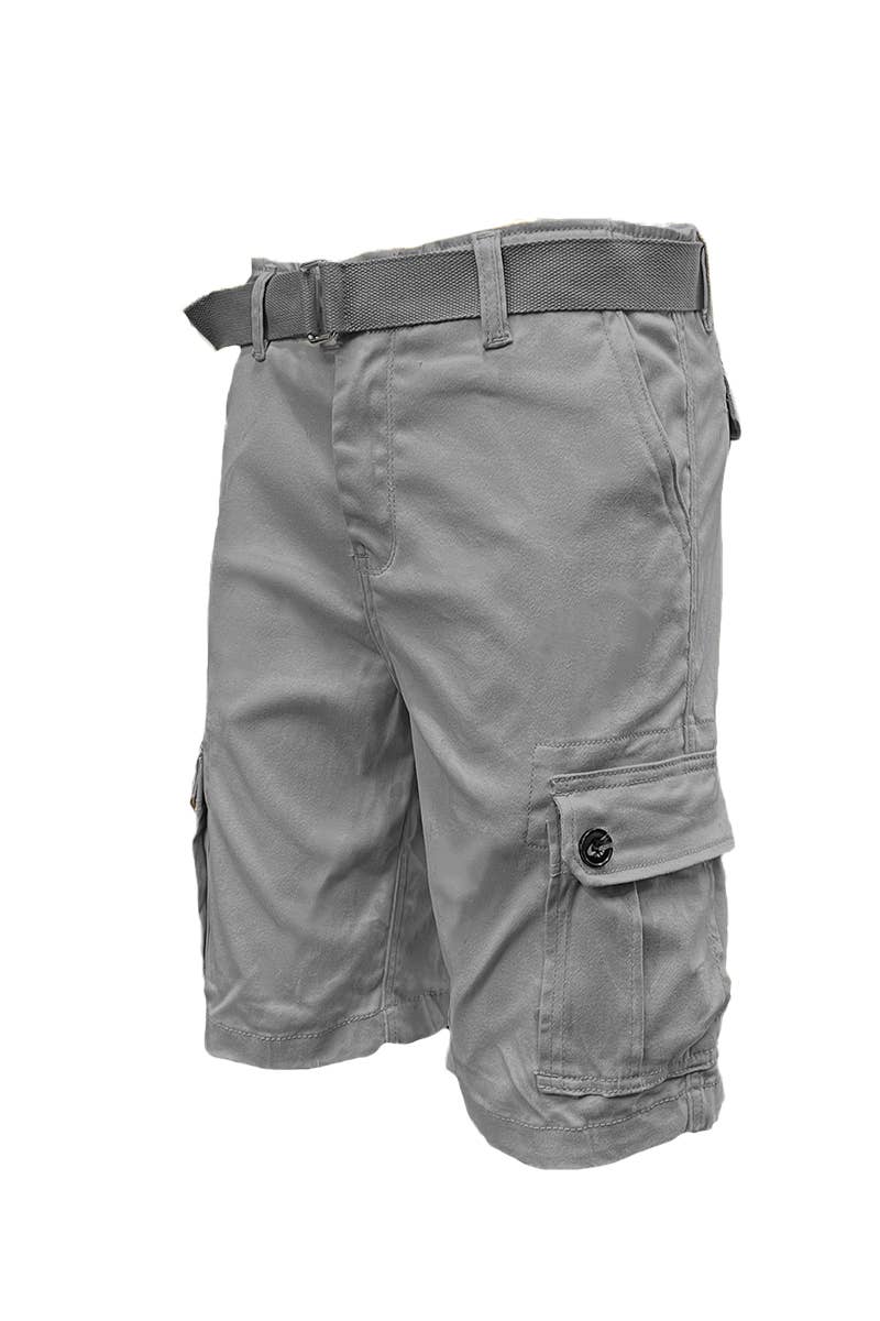 Mens Casual Cotton Belted Cargo Shorts