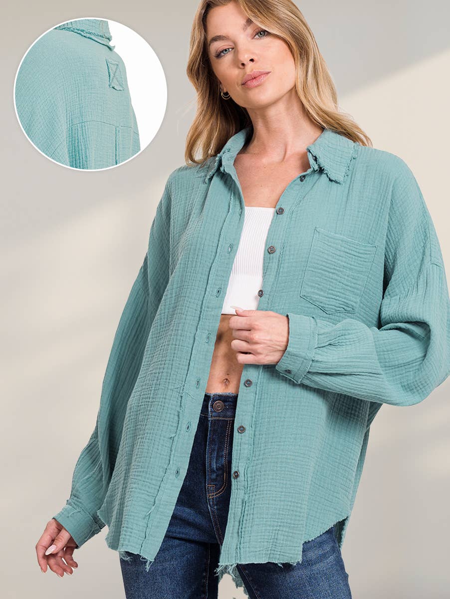 Oversized Raw Edge Long Sleeve