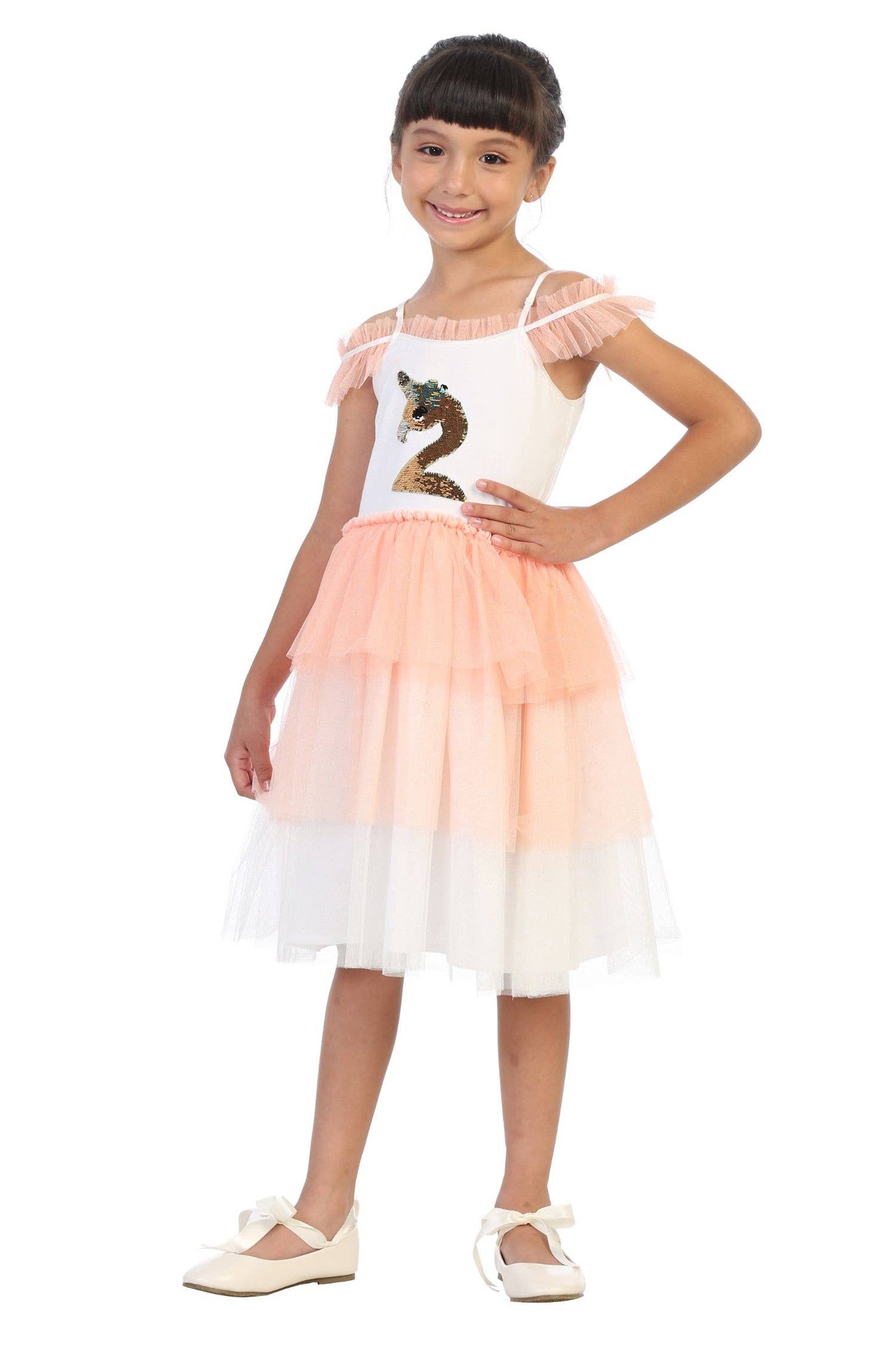 Flamingo Flip Sequin Tutu Girls Dress