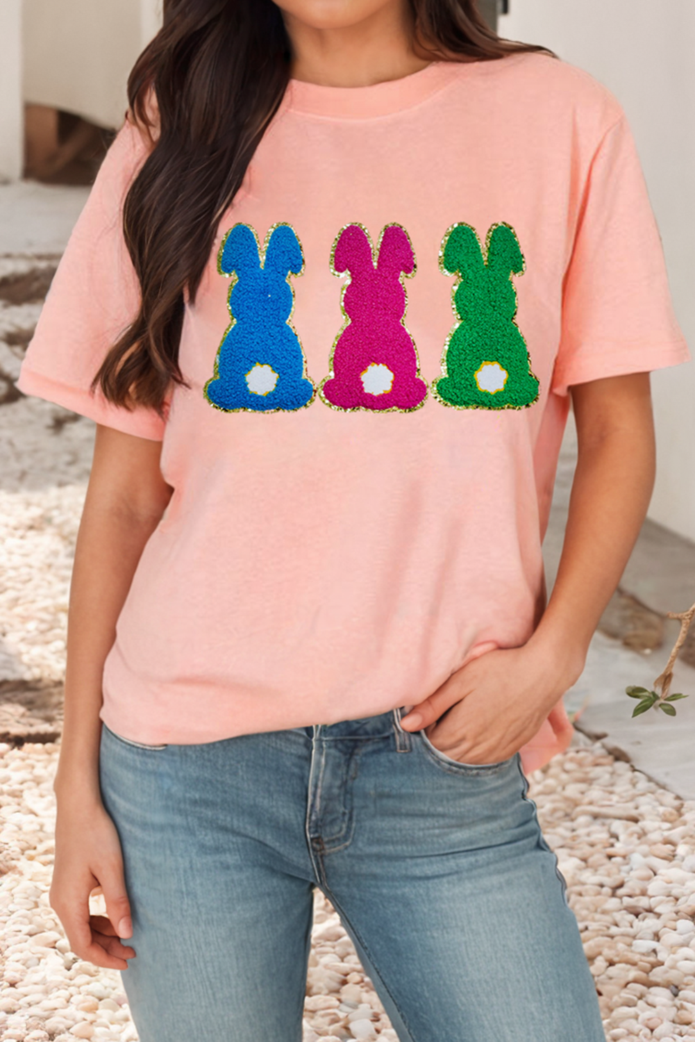 Easter Bunny Chenille Patched Tee
