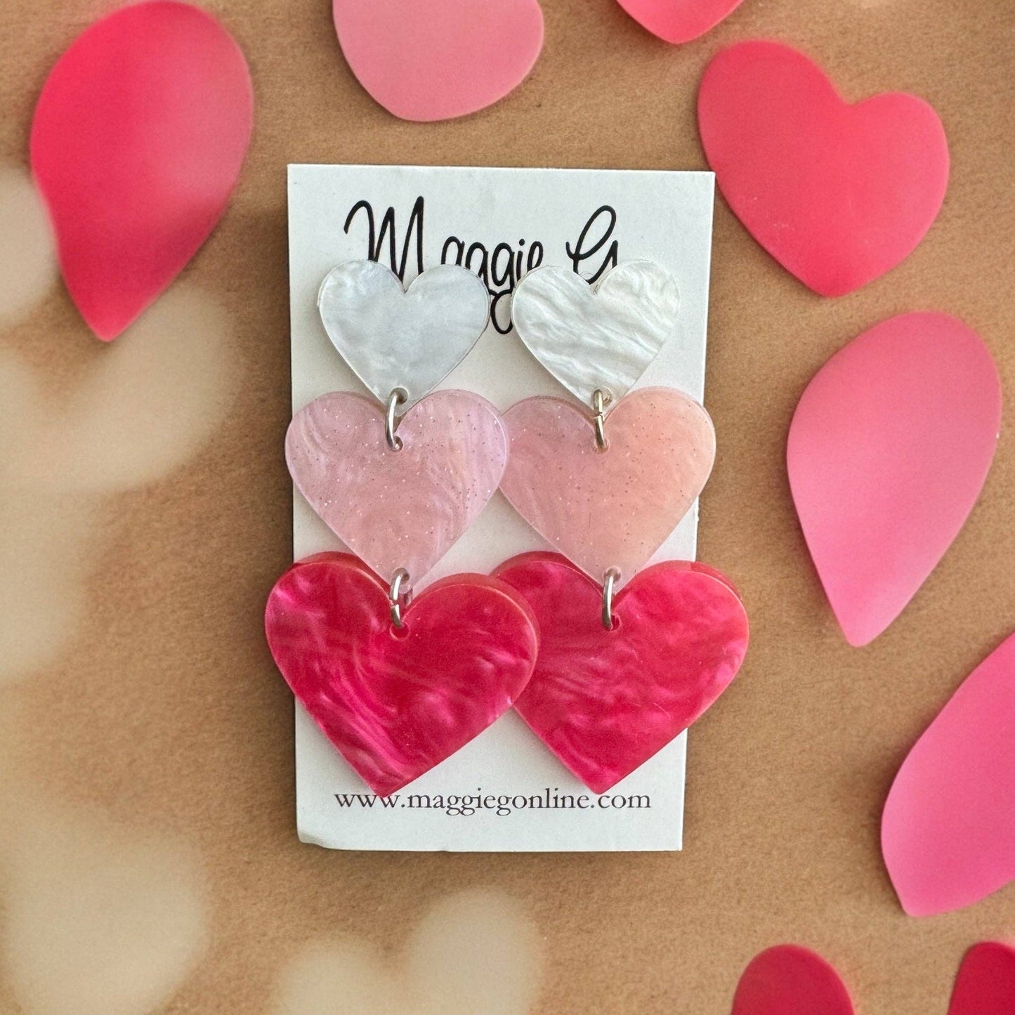 Valentine Heart Hanging Acrylic Earrings