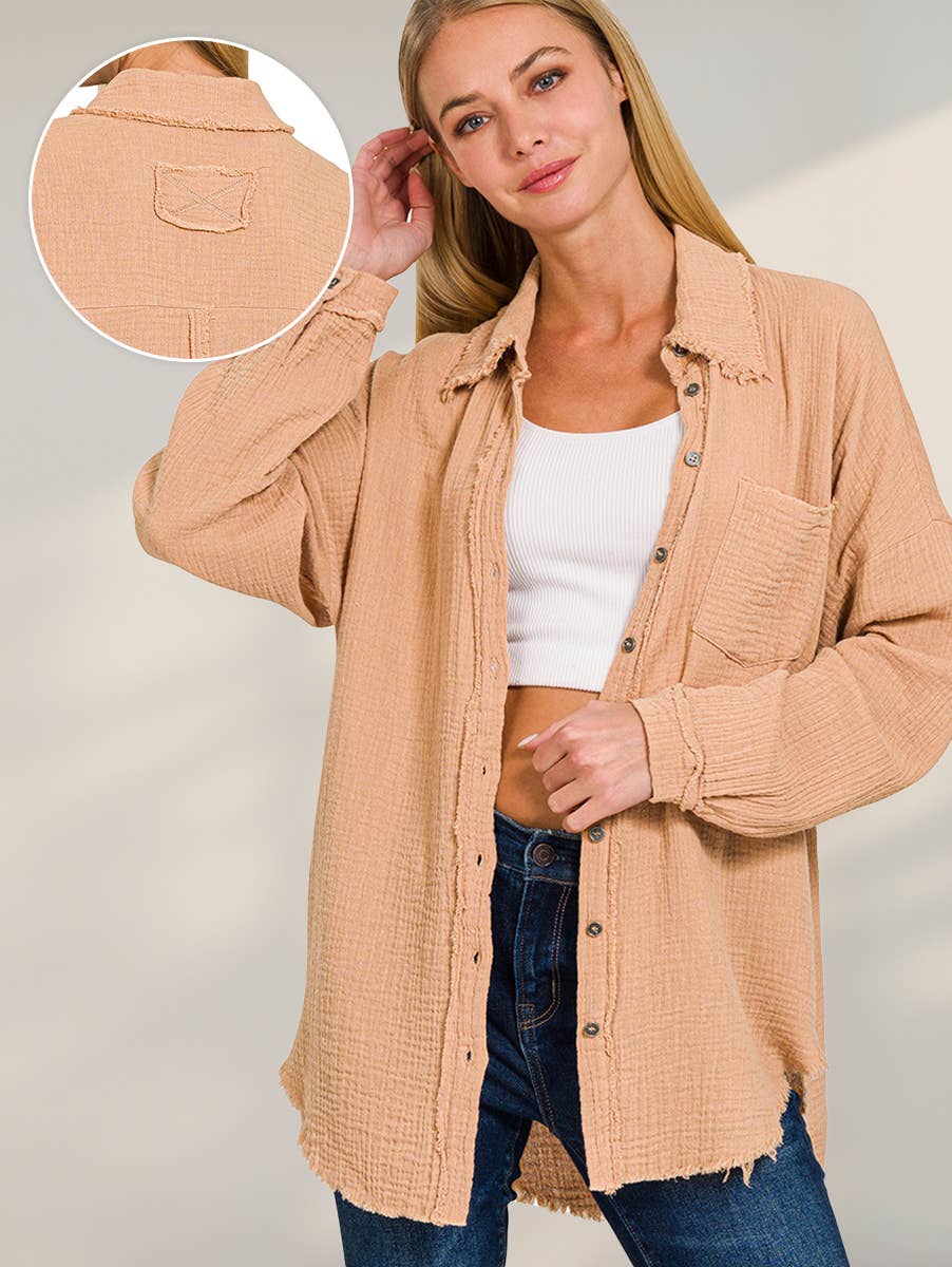 Oversized Raw Edge Long Sleeve