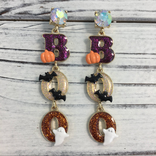 Halloween Glitter Boo Earrings 