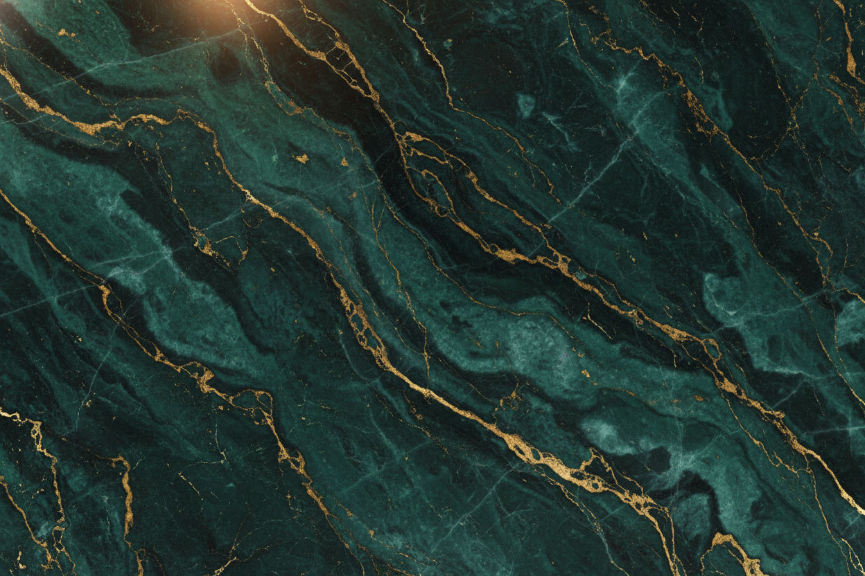 Emerald Green and Gold Marble