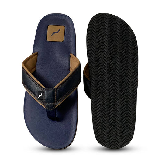 Norty Mens Slip On Flip Flop Sandal 42336 Navy Camel