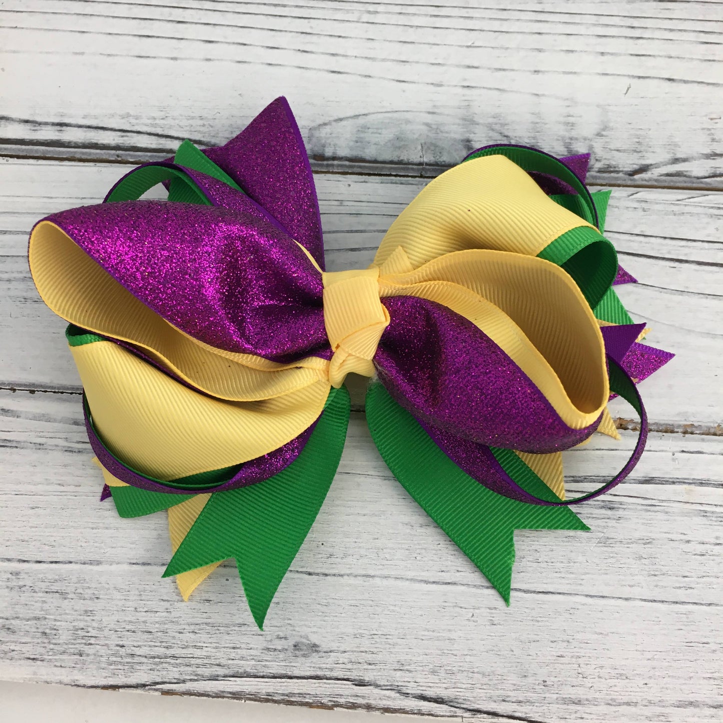Mardi Gras Glitter Hair Bow