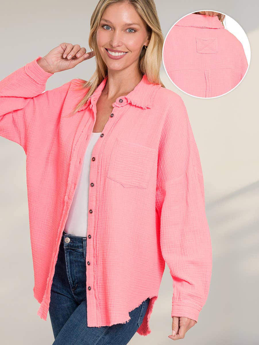 Oversized Raw Edge Long Sleeve